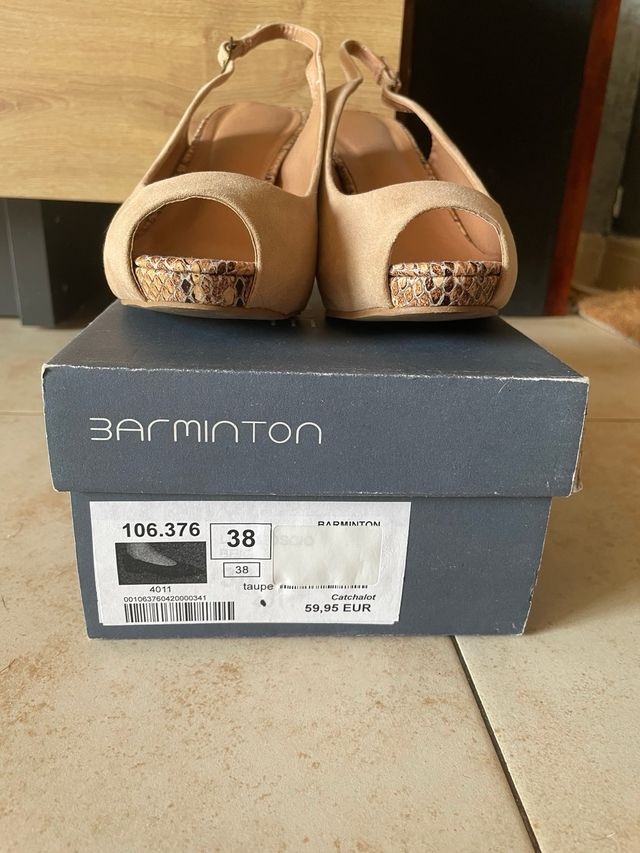 Sandalias tacón beige Barminton