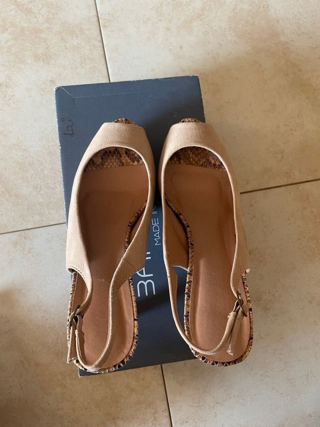 Sandalias tacón beige Barminton