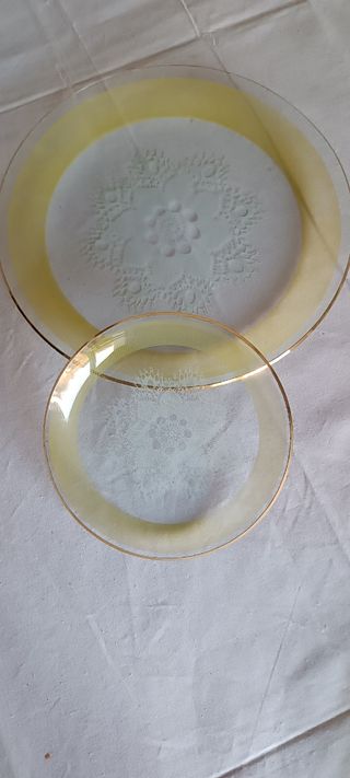 Juego 6 platillos vintage y una fuente