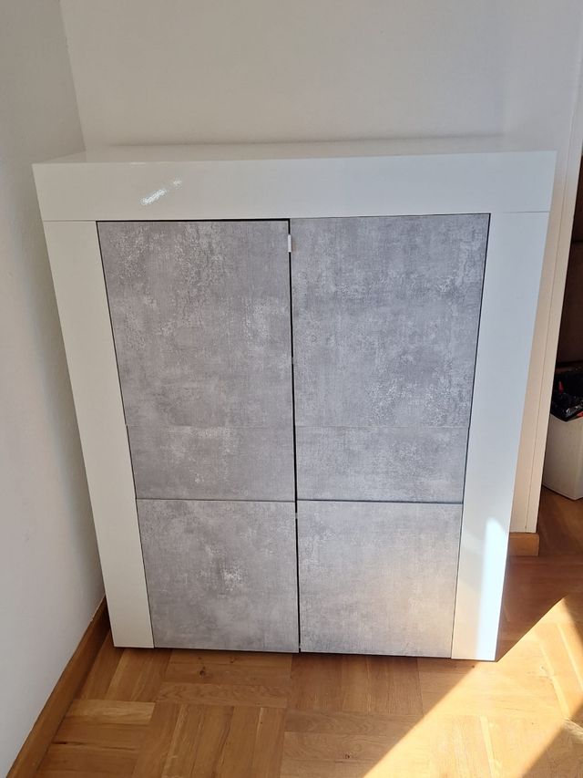 Mobile Bianco laccato e Grigio 2 ante 92x42x115