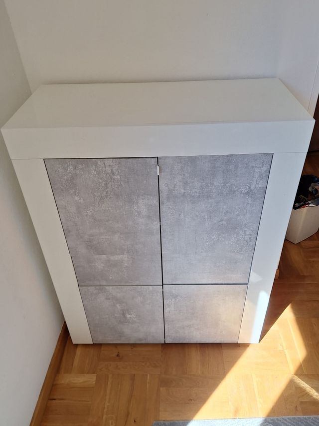 Mobile Bianco laccato e Grigio 2 ante 92x42x115