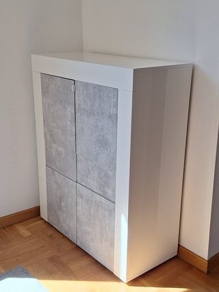 Mobile Bianco laccato e Grigio 2 ante 92x42x115