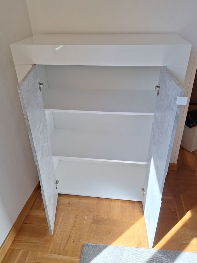 Mobile Bianco laccato e Grigio 2 ante 92x42x115