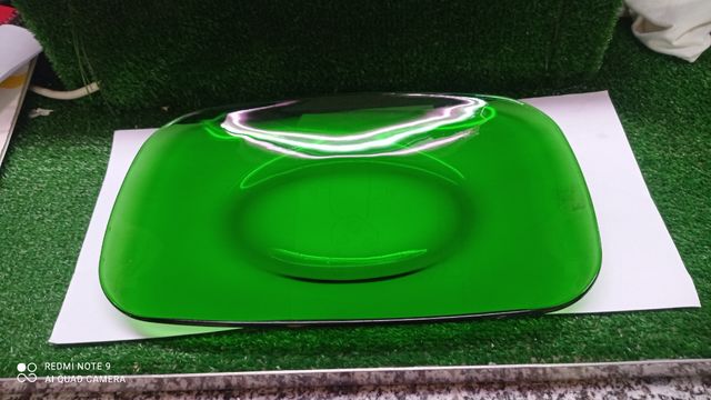 Fuente de cristal verde Vintage