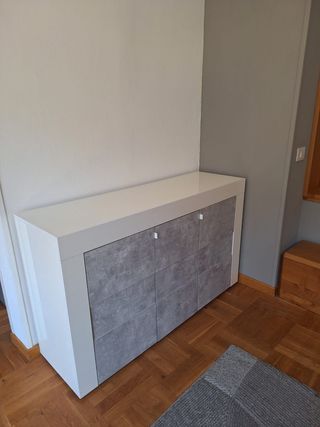 Mobile Bianco laccato e Grigio 3 ante 138x41x84