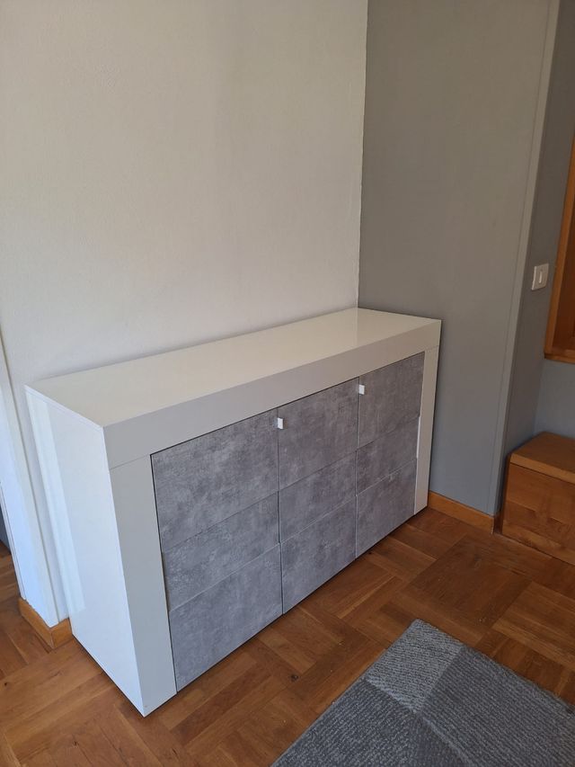 Mobile Bianco laccato e Grigio 3 ante 138x41x84