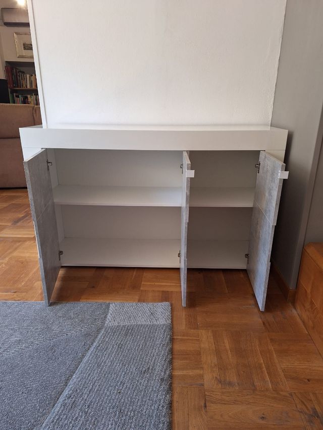 Mobile Bianco laccato e Grigio 3 ante 138x41x84