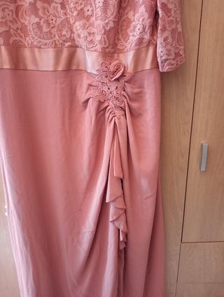 Vestido largo talla grande rosa
