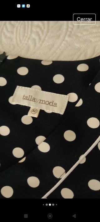 Precioso Vestido lunares blanco y negro - Talla 50