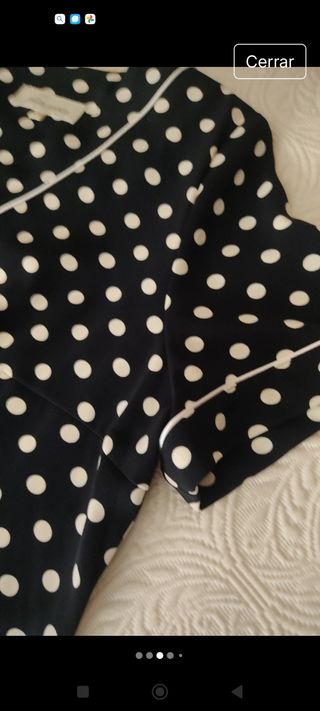 Precioso Vestido lunares blanco y negro - Talla 50