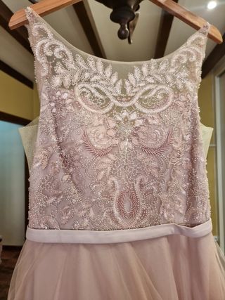 Vestido fiesta rosa palo/nude