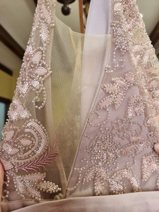 Vestido fiesta rosa palo/nude