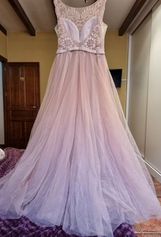 Vestido fiesta rosa palo/nude