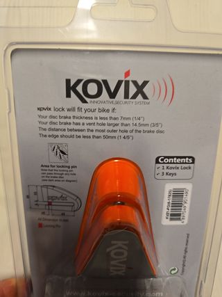 KOVIX KVZ1-FG KVZ1 6mm Disc Lock Fluo naranja