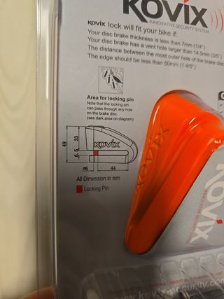 KOVIX KVZ1-FG KVZ1 6mm Disc Lock Fluo naranja
