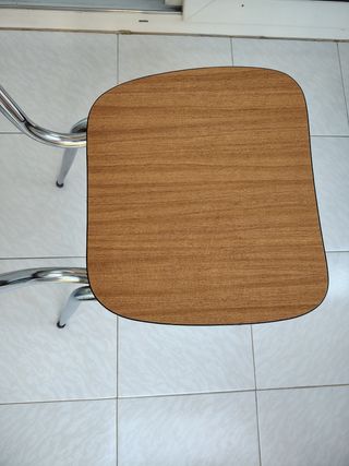 Silla vintage cocina, metal cromado y madera