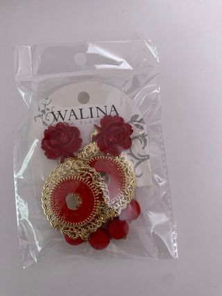 Pendientes flamenca WALINA rojos forma de flor