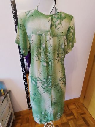 Vestido vintage verde estampado