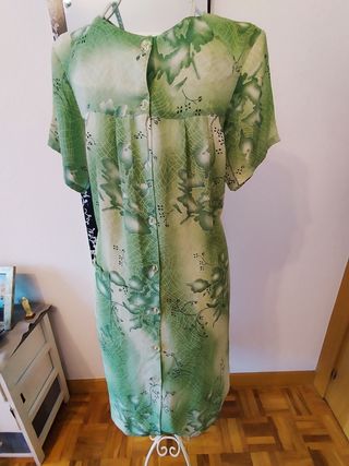 Vestido vintage verde estampado