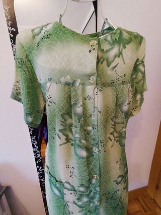 Vestido vintage verde estampado