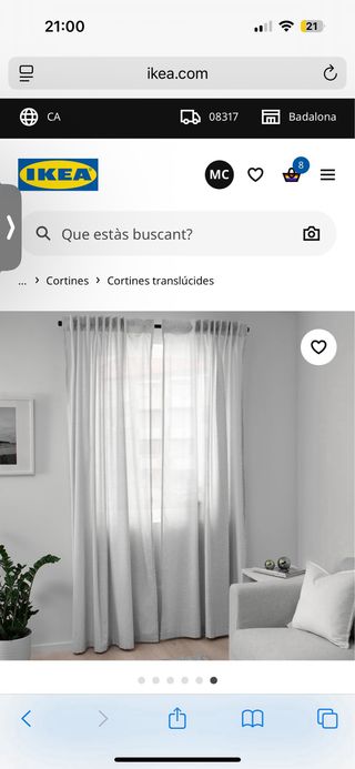 Cortinas HANNALILL Ikea Gris 145x300cm