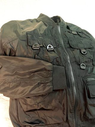 Chaqueta bomber negra militar - Talla L