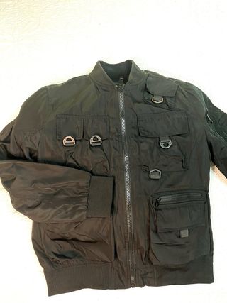 Chaqueta bomber negra militar - Talla L