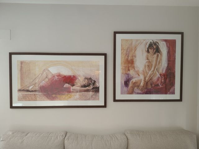 2 Cuadros Arte Mujer - Rojo, Marrón