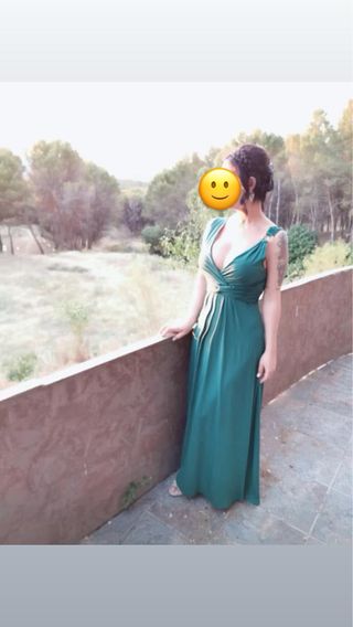 Vestido largo verde fiesta