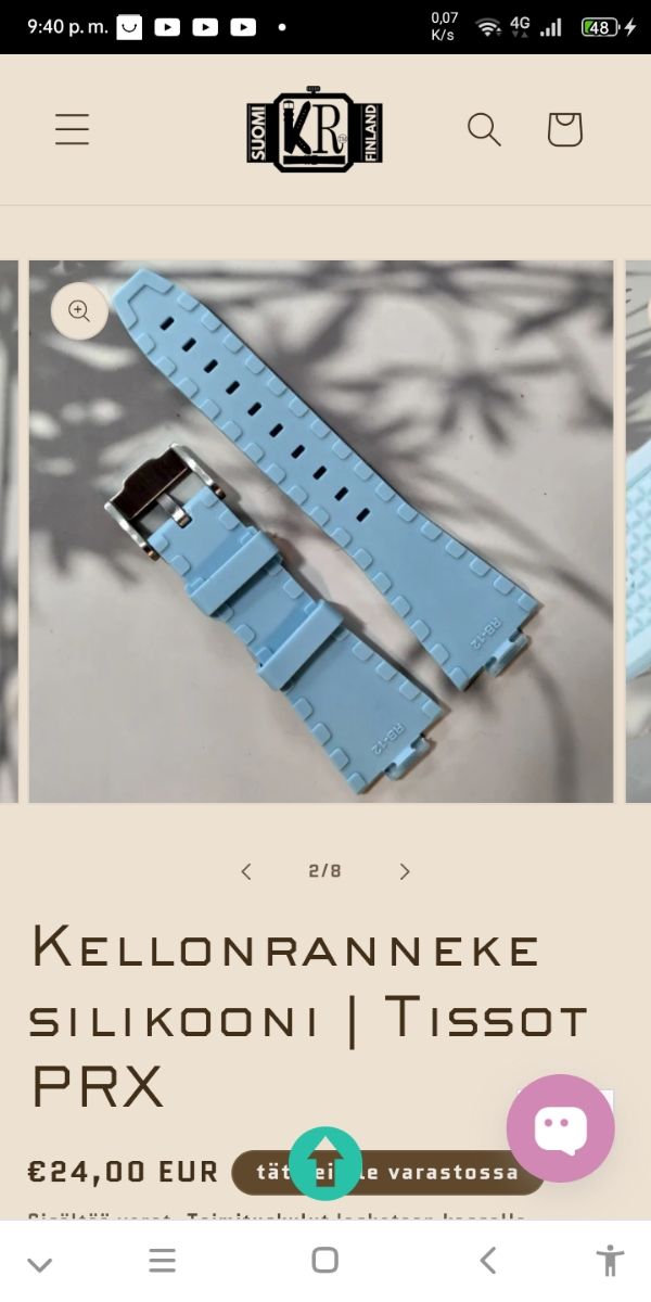 Correa Tissot PRX Azul Claro - 26mm New