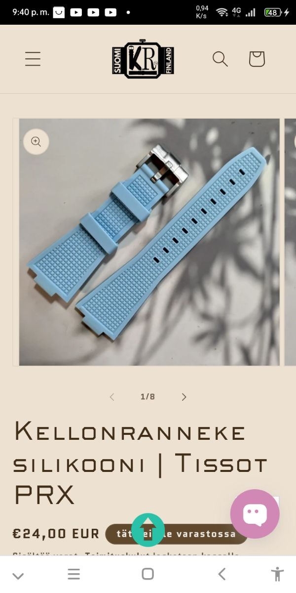 Correa Tissot PRX Azul Claro - 26mm New