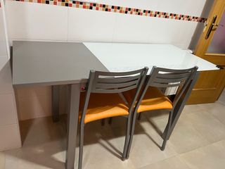 Mesa cristal plegable gris