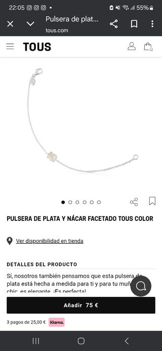 Pulsera Tous plata ley nácar