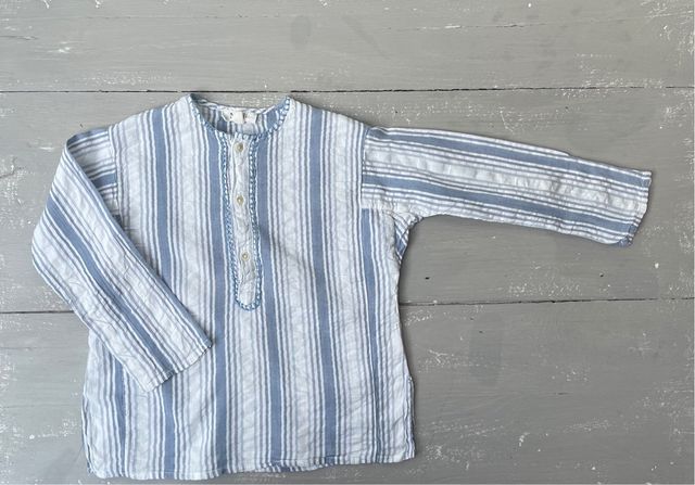 Camisa chilaba niño rayas azules t3