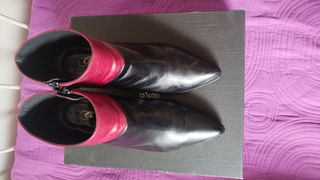 Botines bicolor mujer - Rojo&Negro