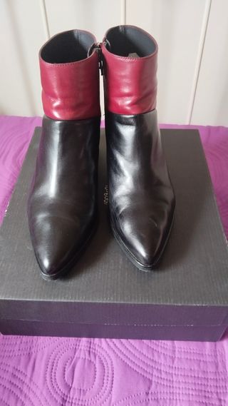 Botines bicolor mujer - Rojo&Negro