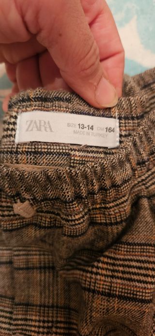 Pantalón Zara cuadros marrón beige - Talla 13-14