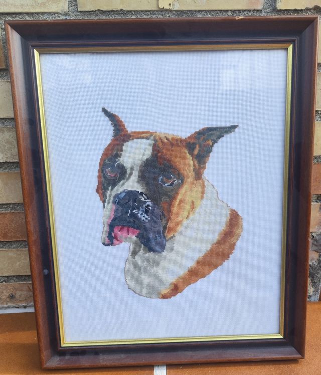 Cuadro de punto de cruz perro Boxer