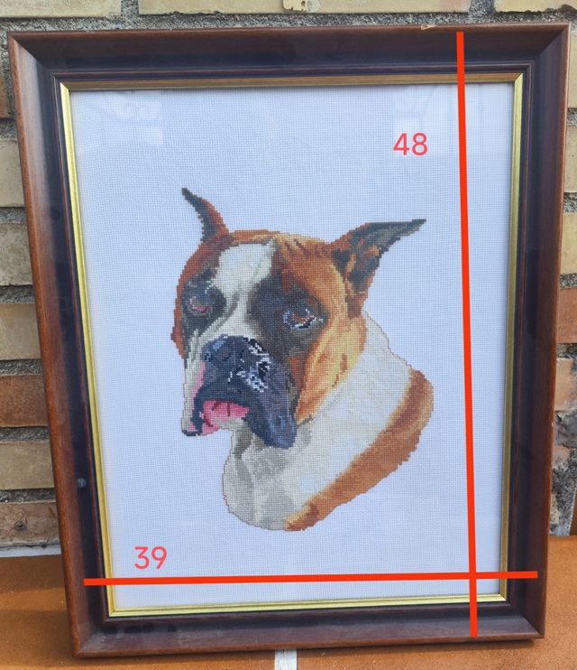 Cuadro de punto de cruz perro Boxer