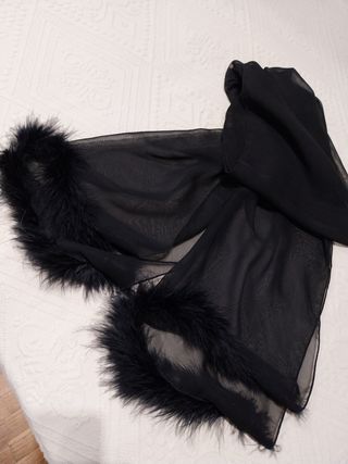 Foulard seda marabú negro