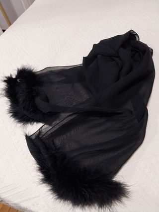 Foulard seda marabú negro