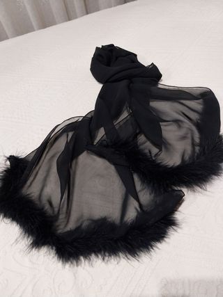 Foulard seda marabú negro