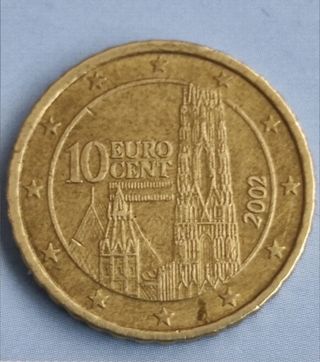 Moneda 10 céntimos euro Austria 2002