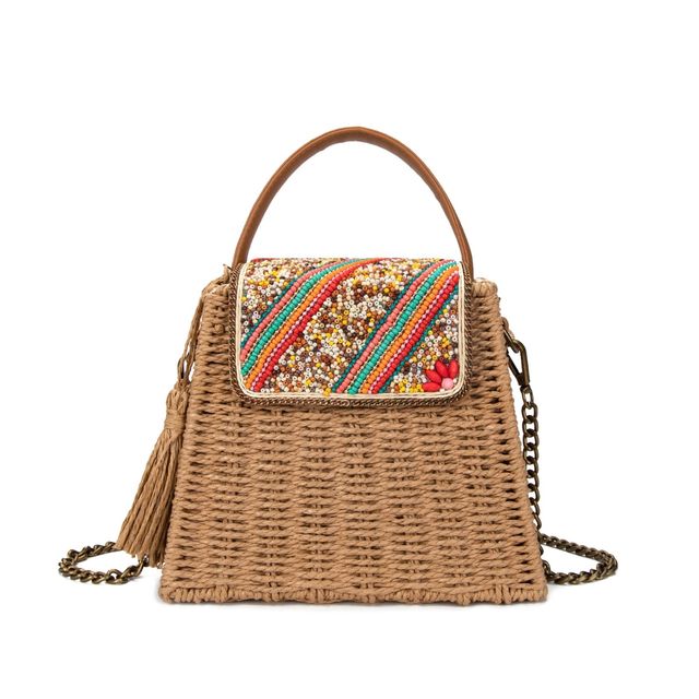 Bolso rafia beige - hecho a mano