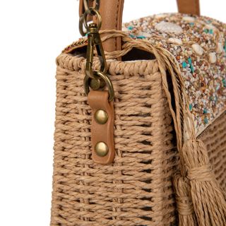 Bolso rafia beige - hecho a mano