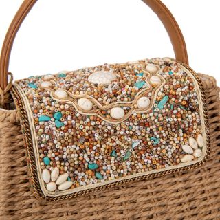 Bolso rafia beige - hecho a mano