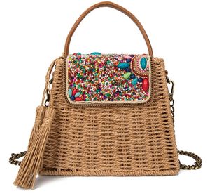 Bolso rafia beige - hecho a mano