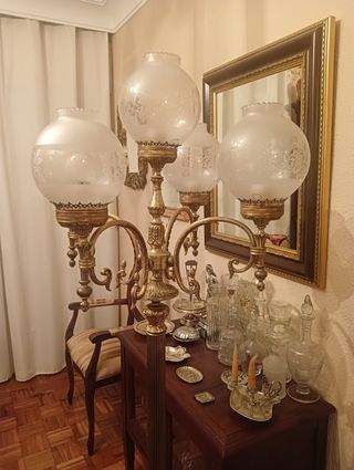 Lampara-farola de pie bronce 5 luces vintage 