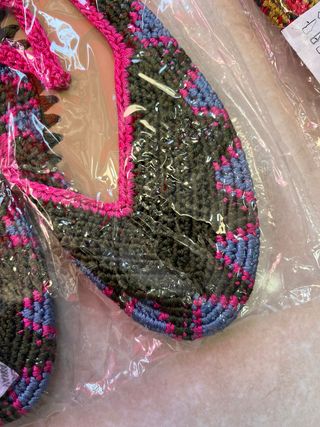Bailarinas crochet - Verde oliva y rosa