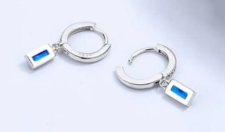 PLATA Pendientes largos Sensa, azul